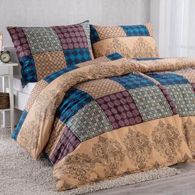 Bavlnené renforcé posteľné obliečky BROWN CUBE, štandardná dĺžka 1