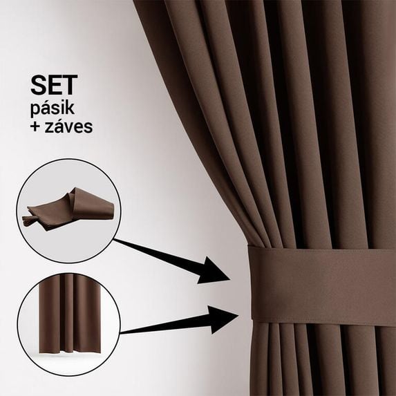 Zatemňovací záves blackout RESTILO tmavo hnedý 140 x 245 cm, sada 2 ks 4