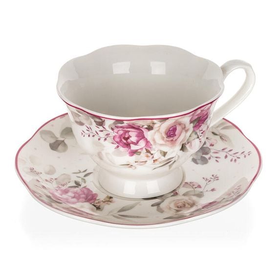 Keramická šálka na nôžke s tanierikom ROSE 220 ml 2